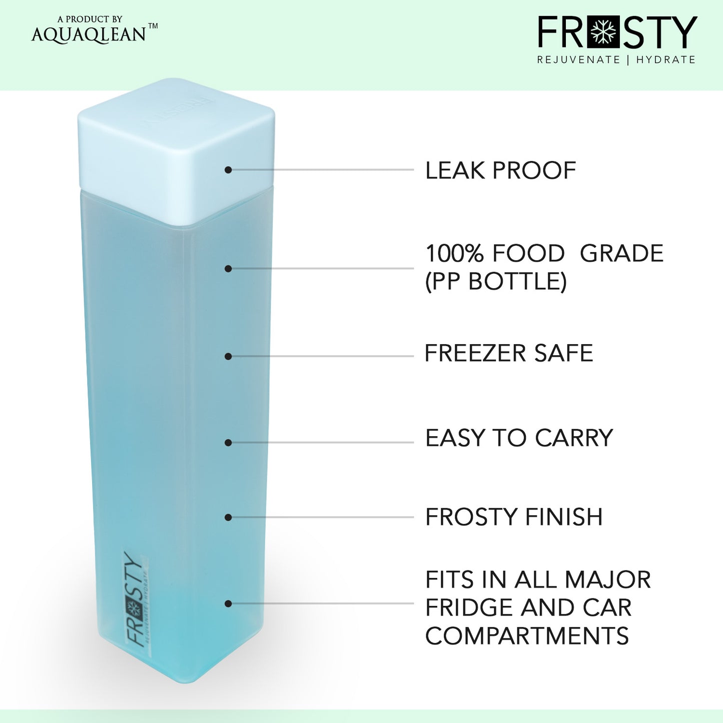 Aquaqlean Frosty Plastic Fridge Water Bottle -  (1pc pack)  I Food Grade I Gift Set I Gym Use I Office Use I Home Use