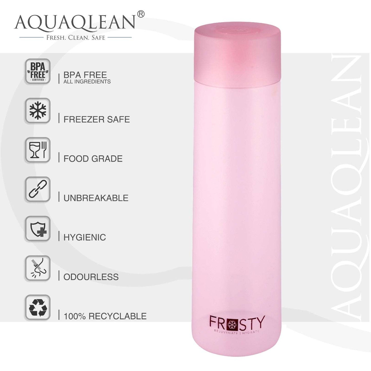 Aquaqlean Frosty 500ml Plastic Water Bottle Gift Set (Pack. of 6 Pieces, 500ml, Multicolour) II Food Grade II Slim & Light Weight