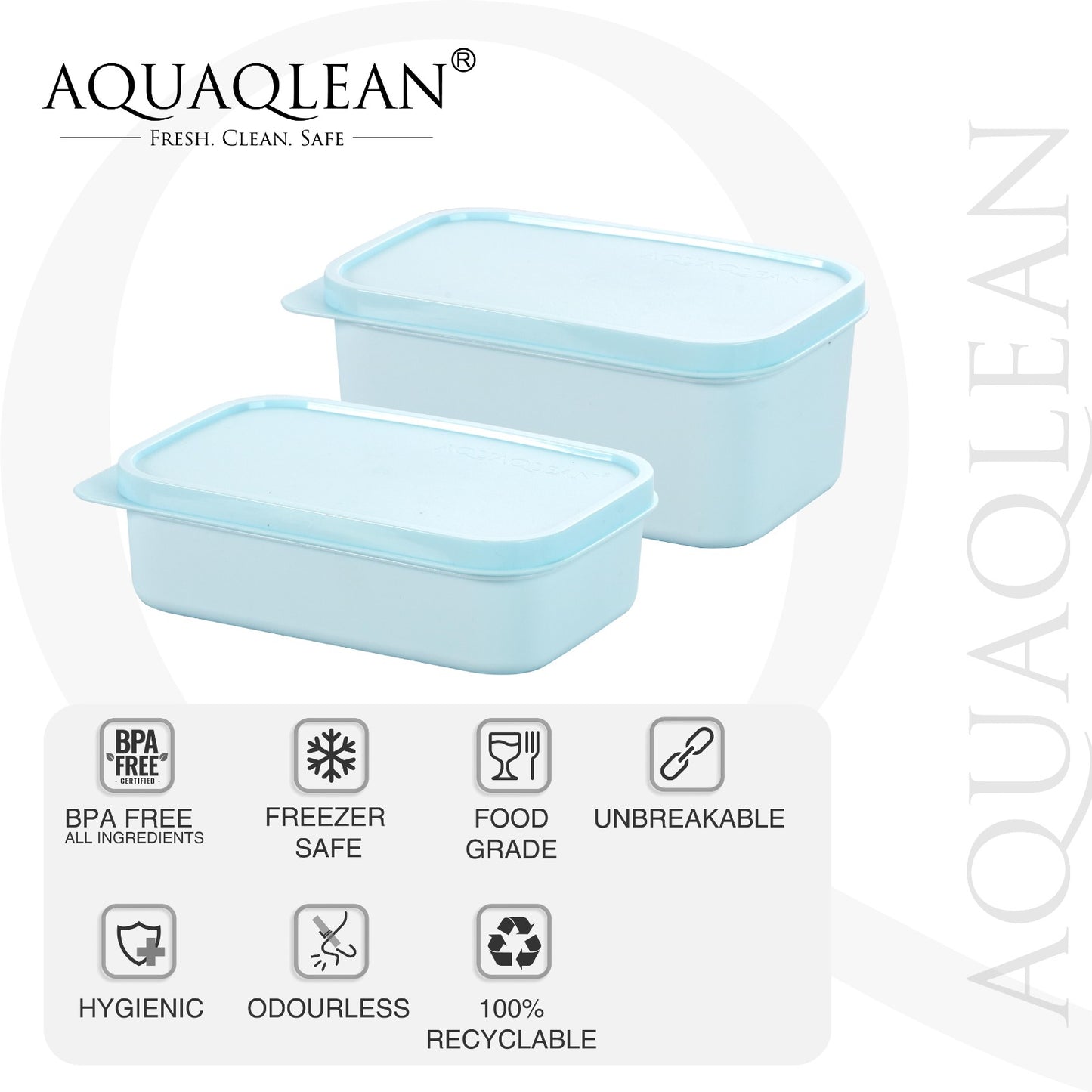 AQUAQLEAN Plastic Transparent Food Storage Containers with Lid, Set of 6 (3x350ml & 3x250ml),CitrusRed & BoringBlue Mix