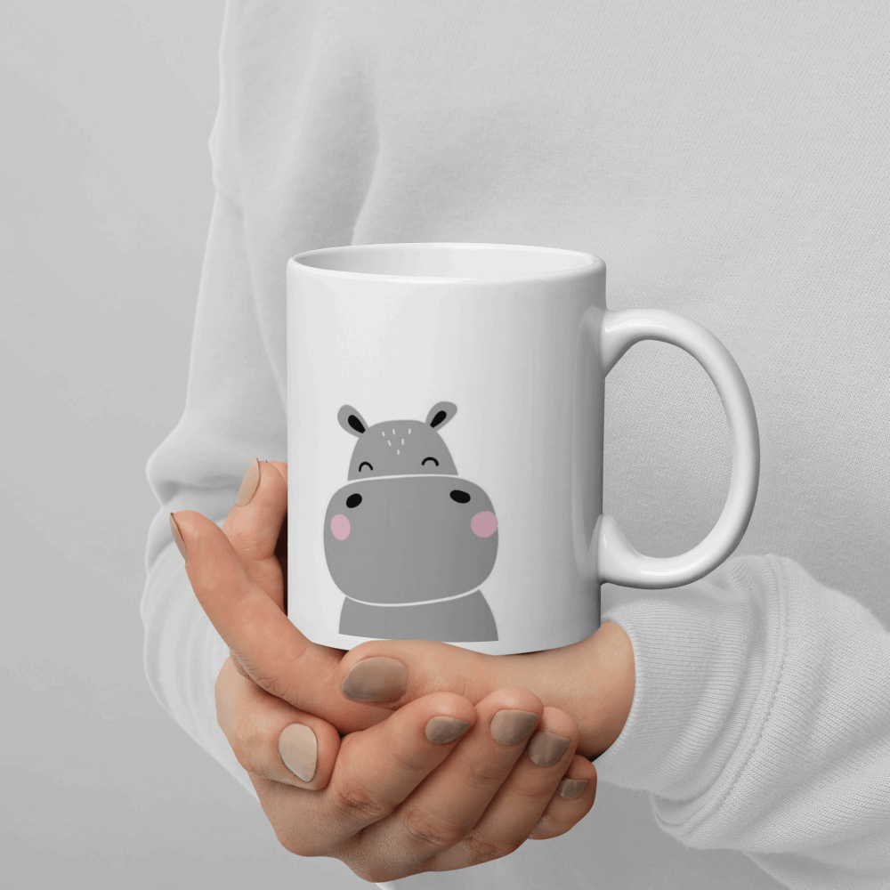 Aquaqlean Choose your personality white glossy mugs - Happy Hippo