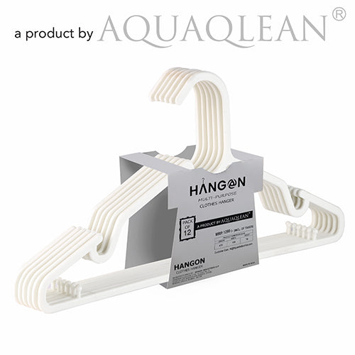 Aquaqlean - Hangon - LightWeight Clothes Hangers,(Pack of 12 pcs ,White)